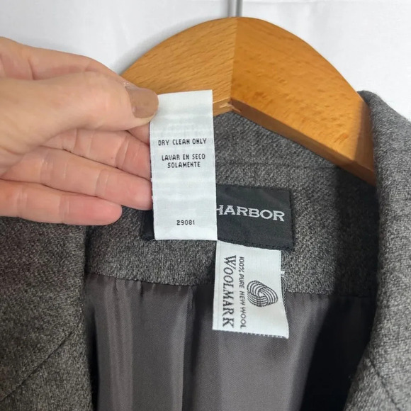 Sag Harbor Dark Gray Classic 100% Pure New Wool One Button Blazer Jacket Size 12 - Picture 9 of 10